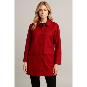 MaxMara Women Red Wool-Angora Coat 70/30 Fully Lined Coat - Size:‎ 6